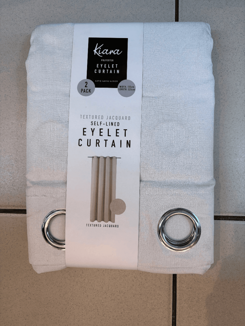 Kiara Eyelet Curtain White 135 x 225