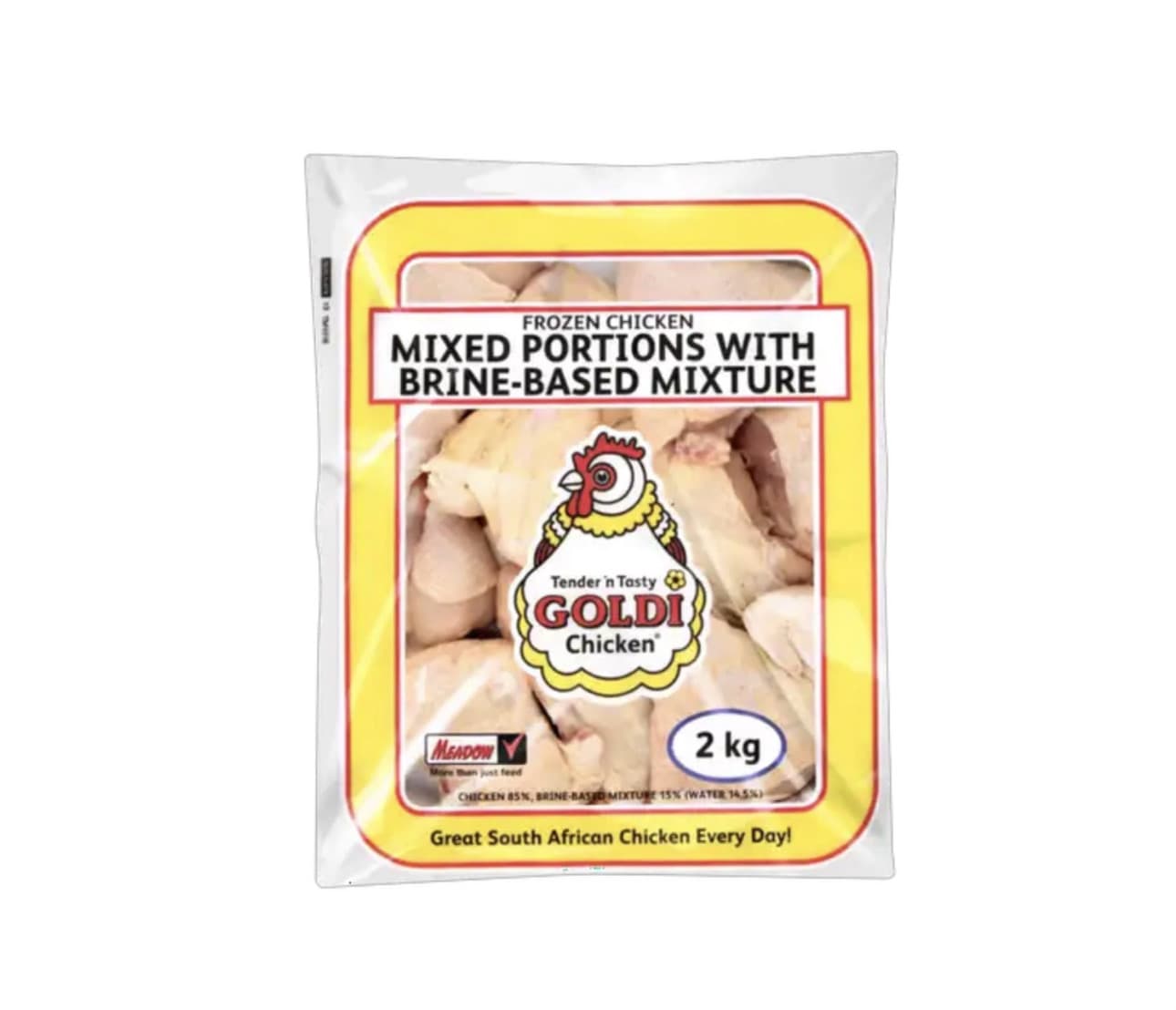 Goldi Chicken Frozen Mixed Portions with Brine - Based Mixture 2KG