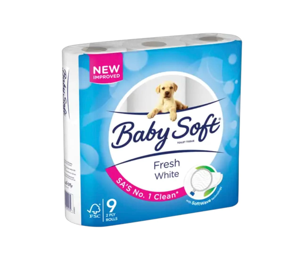 Baby Soft Fresh White 2 ply Toilet Tissue Roll x 9